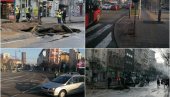 HAOS U CENTRU BEOGRADA POSLE PUCANJA VODOVODNE CEVI: Otvorila se rupa kod Beograđanke, propao autobus 31 -  gužva ogromna (FOTO/VIDEO)
