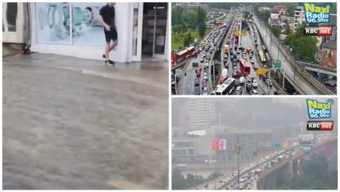 PLJUSAK IZAZVAO HAOS U SAOBRAĆAJU: Kilometarske kolone u Beogradu, potoci teku ulicama (VIDEO)