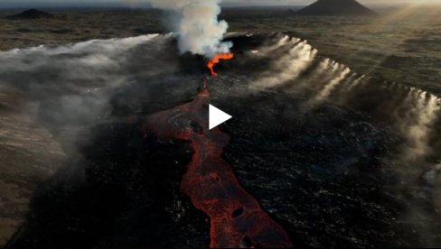 СНИМАК ЕРУПЦИЈЕ ИЗБЛИЗА: Дрон снимио активност вулкана Фаградалсфјалл