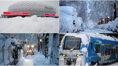 NEVEROVATNI PRIZORI U MINHENU: Sneg paralisao Nemačku, sve stoji pod belim pokrivačem (FOTO)